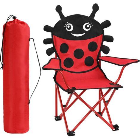 2X Chaises Pliables pour Enfant Motif Coccinelle Couleur Rouge/Noir Intérieur Extérieur Jardin Camping Plage (1/5)