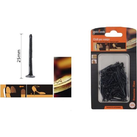 Kaela - Set Confezione 60 Gr Chiodi Per Scarpe 25mm Neri Per Riparazioni Calzolaio 90891 - (1/2)