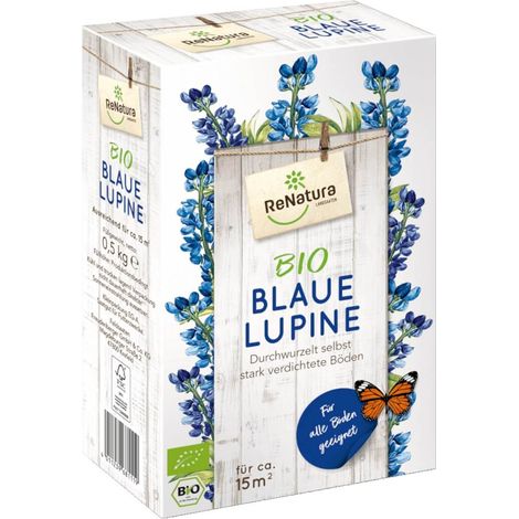 ReNatura Lupin bleu bio 0,5 kg de graines - Engrais vert - Mélange de cultures intermédiaires
