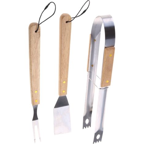 Ensemble d'ustensiles de barbecue à manche en bois pour grillades et camping en plein air-AquaForge (1/5)