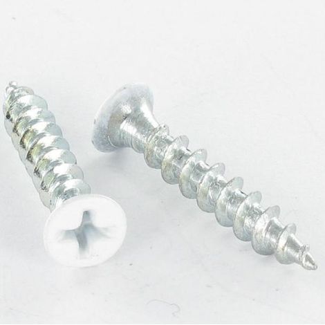 Vis pvc Tête fraisée Phillips 4.2X25 Acier zingué Laqué blanc RAL9010 blanc pur-10 pièces