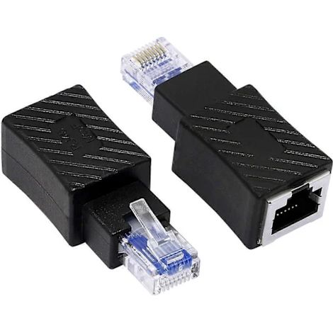 Adaptateur Ethernet droit QU, connecteur réseau LAN d'extension RJ45 mâle vers femelle Cat6 (lot de 2) (droit), pour rallonge de câble réseau (1/5)