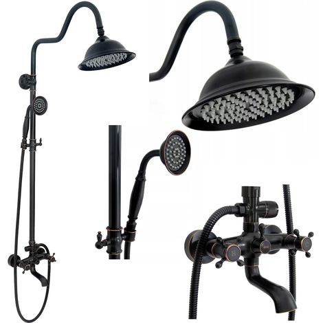 KIT DOCCIA RETRO NERO PULITO SKU REA-P2366 (1/5)