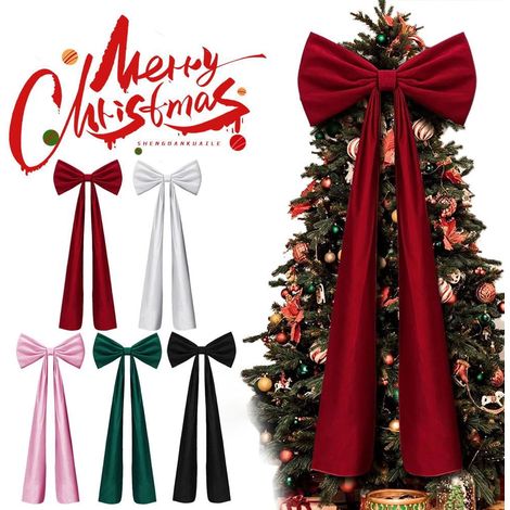 Ribbon Bow - Red Velvet Christmas Bow - 6 Ft Decorative Bow for Tree Topper Mantel Window Wall - Indoor Holiday Decoration - 1 Piece (1/5)