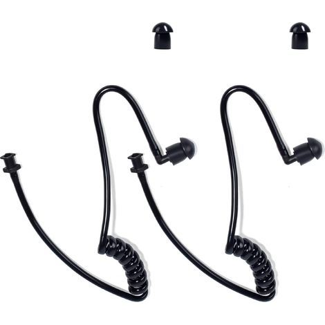Applicable Lot de 2 bobines d'air acoustiques de rechange avec embouts en forme de champignon pour talkie-walkie, radio bidirectionnelle (noir) (1/4)