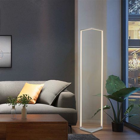 Lampadaire à LED sur pied design en métal aluminium 3000 K Blanc Chaud (1/2)
