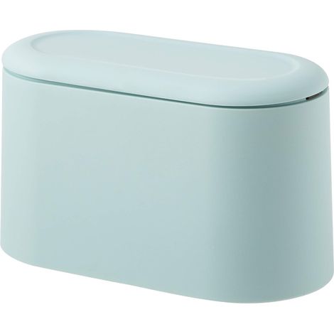 Poubelle De Bureau Simple Mini Poubelle De Bureau Peut Presser Bullet Cover Poubelle Double Couche Ménage Chambre Poubelle De Bureau 22 11 13cm Bleu Clair 1 Pièce (1/2)