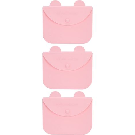3 Pièces Sac de Rangement en Silicone Réutilisable, Anti-Poussière Portable pour Extérieur - Rose (1/5)