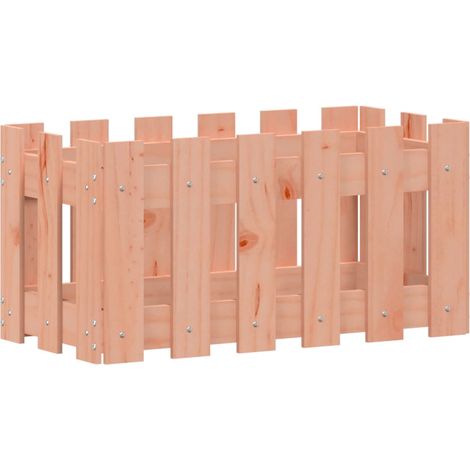 Jardinière bac lit surélevé plantes fleurs terrasse jardin avec design de clôture 60 x 30 x 30 cm douglas massif marron