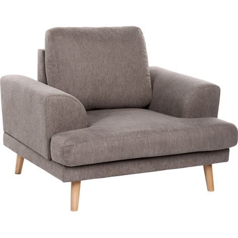 Sillón estilo moderno de tela reposabrazos curvados anchos sala de estar marrón Kildal