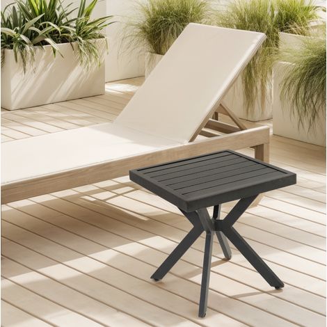 Mesa auxiliar exterior aluminio cuadrada marrón HAVRYA (1/5)