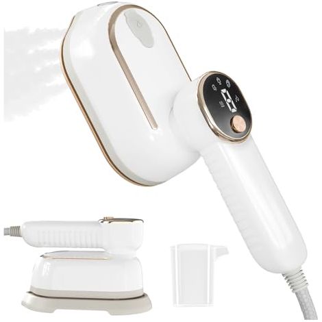 Reisebügeleisen für Kleidung, 1200 W Reisebügeleisen, 10 Sekunden Schnellaufheizung, Kleiderdampfer mit LCD-Display, 180° drehbarer Griff und Keramiksohle für Reisen, Zuhause und Büro (1/5)