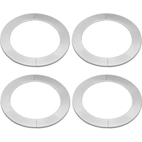 Lot de 4 brides de séparation murales de 4.49" (114mm) en acier inoxydable, rondes, auto-adhésives, avec cache-tuyau et collier de fixation pour sol, plafond, salle de bain, cuisine et toilettes. (1/5)