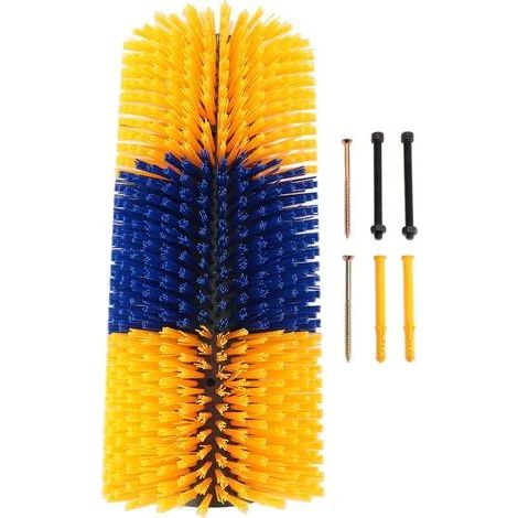 Brosse à gratter pour bétail 435 mm, pour chevaux et vaches, soulage les démangeaisons du dos, brosse de massage complète pour chevaux, bovins et moutons, jaune (1/3)