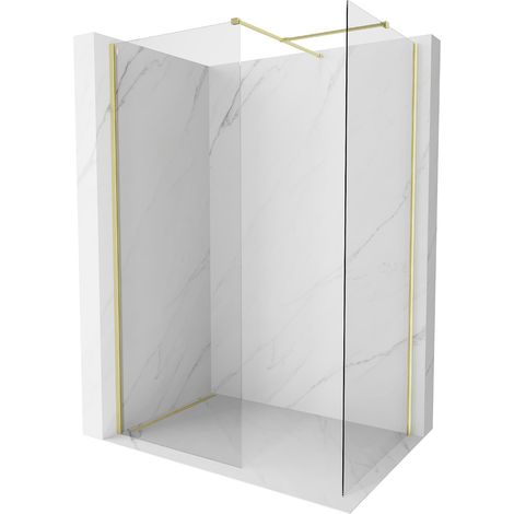 Mexen Kioto-X Walk-in-Duschwand 150 x 110 cm, transparent 10 mm, gold gebürstet - 800-150-202-55-00-110-X (1/5)