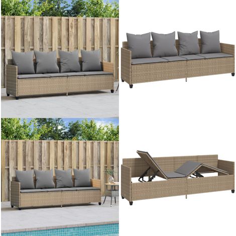 Sonnenliege mit Kissen Beige Poly Rattan - Sonnenliege - Gartenliege - Liege - Outdoor Möbel - Relaxieren Im Garten - Home & Living (1/5)