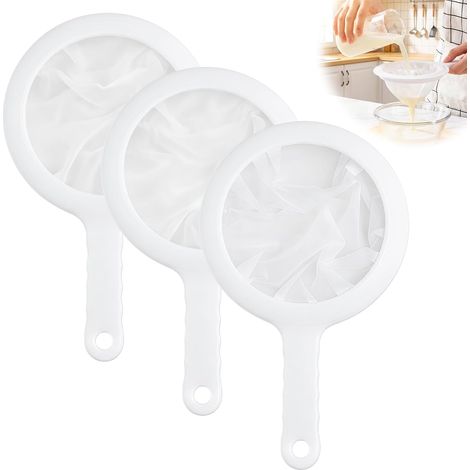 Tamis filtre, tamis en nylon avec poignée, filtre entonnoir en maille ultra fine, avec bord et poignées confortables antidérapantes, 100/200/400, pour jus, lait, café (1/5)