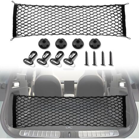 Filet de rangement pour coffre de voiture, filet de chargement rétractable et flexible avec crochets, filet de rangement extérieur réglable (90 x 40 cm) adapté aux SUV, voitures et camions.