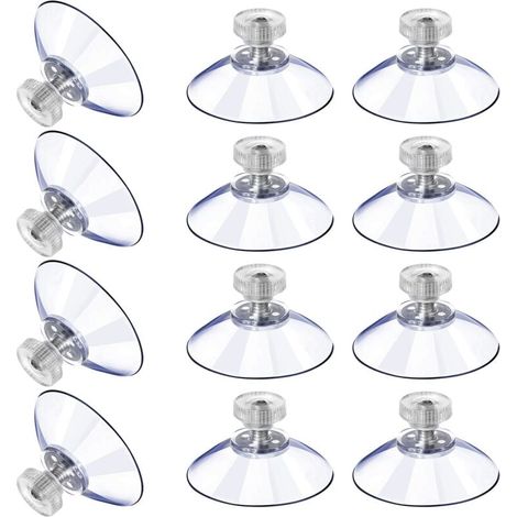 12 grandes ventouses, ventouses en plastique, ventouse transparente anti-collision, écrou à vis en caoutchouc, ventouse en métal, remplacement en PVC transparent solide avec écrou à vis (40M5-10), (1/4)