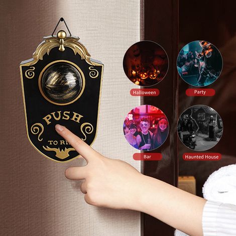 Sonnette d'Halloween avec œil lumineux LED et sons effrayants - Décoration de porte hantée avec œil mobile pour la maison, les fêtes, les bars et les maisons hantées (1/2)