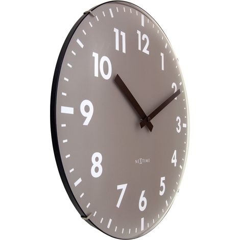 Horloge Murale Silencieuse 35 cm avec Cadran en Verre Bombé et Plastique Kaki et Lavande - PANGIVO (1/5)