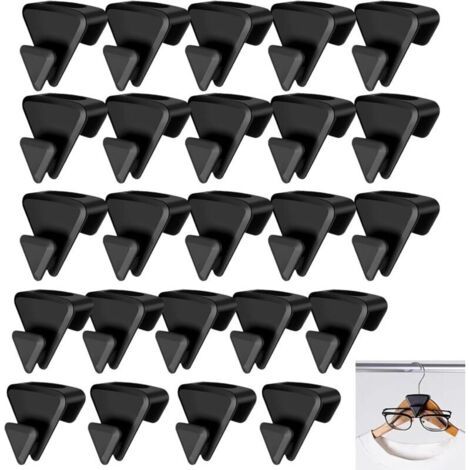 FENOPLASTICALot de 24 Crochets triangulaires pour cintres, cintres en Cascade, Crochets de Connexion pour cintres Peu encombrants pour cintres, Gain de Place dans Un Placard (Noir) (1/4)