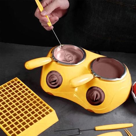 Cioccolatiera elettrica a temperatura costante, doppia ciotola, con stampi fai da te, per sciogliere burro, formaggio e panna, rosa (1/4)