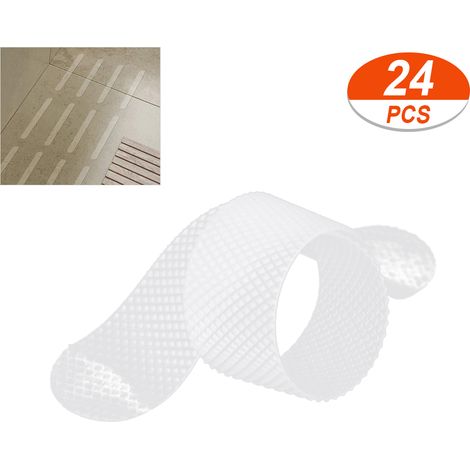 24 Pastilles antidérapantes pour baignoire, bandes de sécurité anti-glisse pour douche, tapis de baignoire avec raclette (1/5)