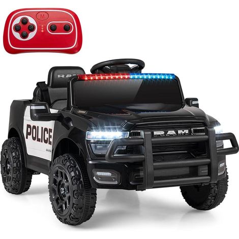 12V voiture électrique enfant, voiture de police avec télécommande 2,4G et ceinture 3 points dès 3 ans (1/3)