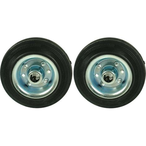 Cyclingcolors – Roue pleine 75mm – Charge 50kg – Jante acier – Pneu caoutchouc – Roue chariot meuble servante – Lot de 2