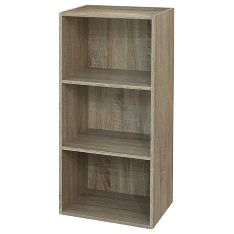 Libreria colorata componibile 3 ripiani in legno rovere per ufficio o cameretta