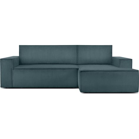 KONSIMO NAPI Ecksofa rechts, mit Schlaffunktion, in Pet Friendly Cord-Stoff, blau (1/5)