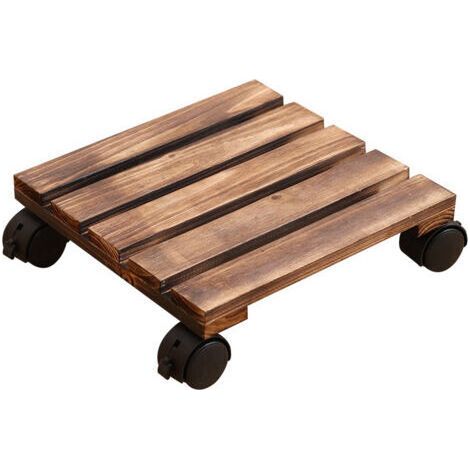 BUNTHAUS Chariot pour Plantes 250 x 250 mm – Charge maximale 40 kg – Plaque de pin – Look Vintage – Roues avec 4 blocages/Rouleau d'intérieur/Support de Transport pour Plantes