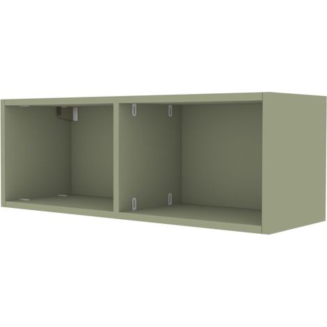 Libreria pensile moderna con schienale e montante centrale - Montaggio rapido cabineo - Salvia