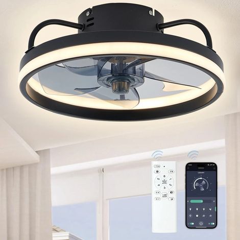Schwarzer Deckenventilator mit Beleuchtung – Deckenventilatorlampe – Kronleuchterventilator – LED-Lampe – Leiser Ventilator – Fernbedienung – Dimmbar – Wohnzimmerlampe – Ventilatorbeleuchtung – Schlaf (1/5)