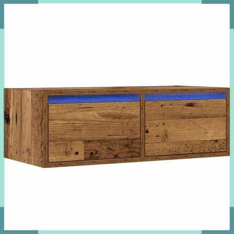 Meuble TV - 860236 - Vieux bois - LED intégrées - 75 x 35,5 x 25 cm (1/5)
