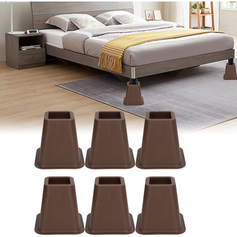 Set mit 6 Kunststoffgleitern in Holzoptik für Bett-, Tisch-, Schrank-, Möbel- und Sofabeine. (1/5)