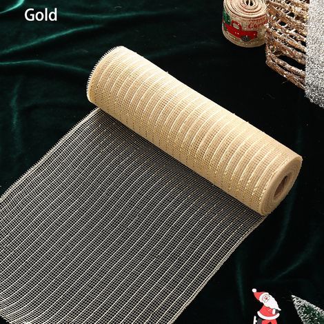 Guirlande lumineuse de Noël Ruban en maille métallique pour arbre de noël, 10 Yards, bricolage, couronne à coudre, décor d'emballage cadeau de noël-A (1/5)