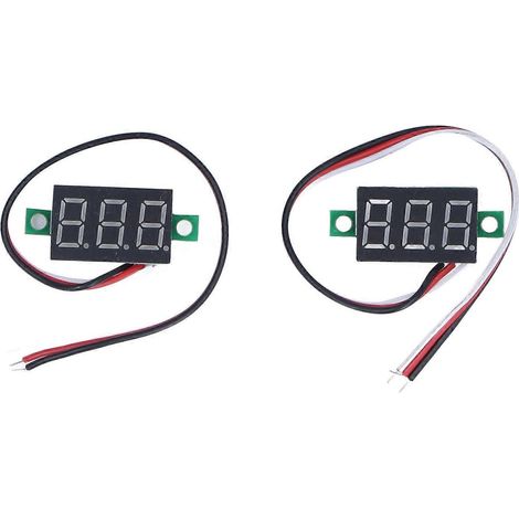 2 Stück Mini-Digital-Gleichstrom-Voltmeter mit LED-Anzeige, 3-adrig, rotes Licht, 0,36 Zoll, 0–30 V
