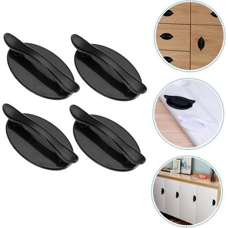 Ensemble de 4 poignées de placard de cuisine modernes auto-adhésives noires (1/5)