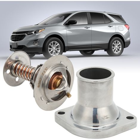 Kurbelgehäuse aus Aluminium mit geradem Hals und Thermostat, kompatibel mit Chevrolet LS1-, LS2- und LS7-Motoren, versilbert. (1/5)
