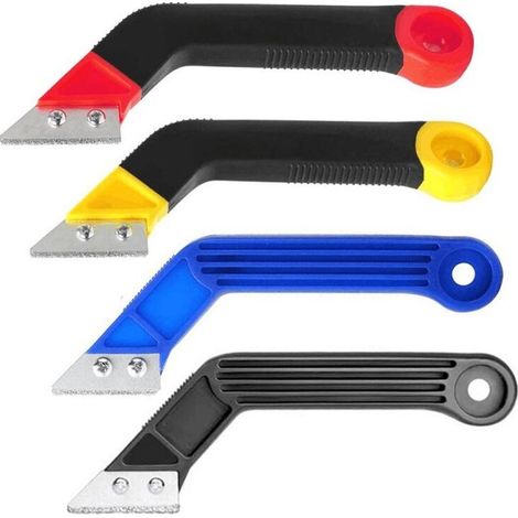 Lot de 4 outils de retrait de la mortier, rape-joints, grattoir pour carrelage, cuisine, salle de bain, sol et carrelage de nettoyage bleu et noir (1/5)