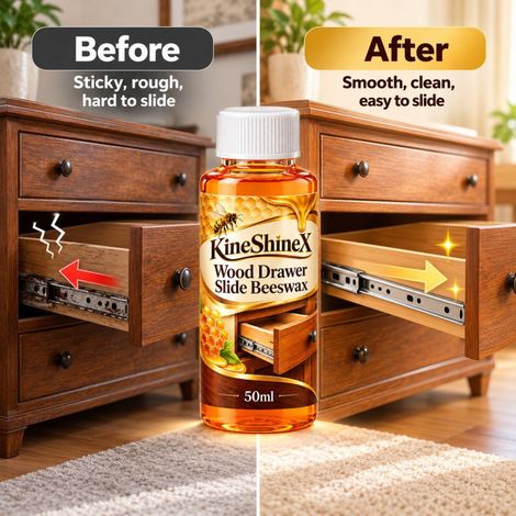 KineShineX Schmier- und Poliermittel für Holzschrankschubladen, Bienenwachs zur Schmierung und Aufbereitung von Schranktüren und Schubladen, um Austrocknung vorzubeugen. (1/5)