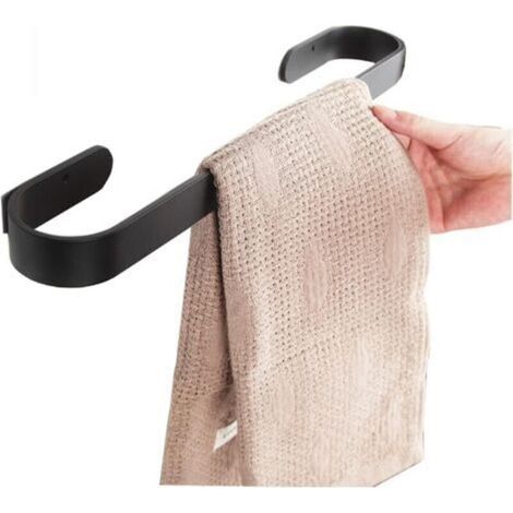 Rails de Barre de Serviette Noire 40 cm Serviette Murale Murale Railau de Salle Bain, Porte-Serviette en Acier Inoxydable Vis