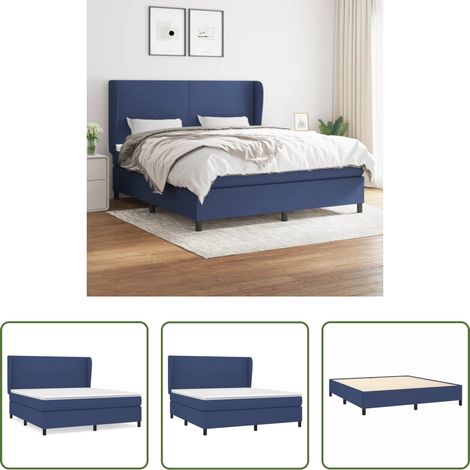 vidaXL Kopfteil - Boxspringbett mit Matratze Blau 180x200 cm Stoff (1/5)