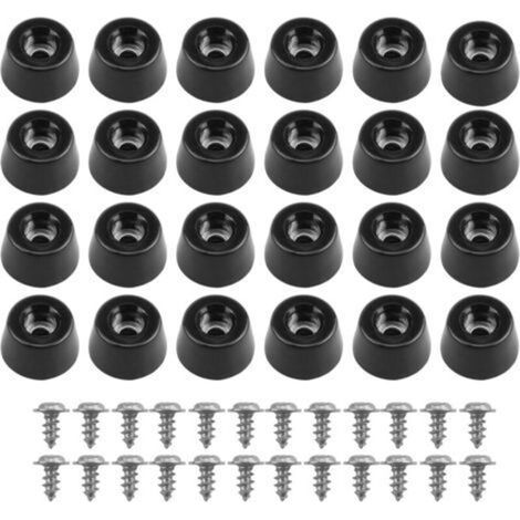24pcs Petit Patin en Caoutchouc Noir (21 15 12mm) Pieds de Planche à Découper, Pied Caoutchouc, Meubles Et Équipements Électroniques, Équipés De Vis en Acier Inoxydable, Résistants Et Silencieux (1/5)