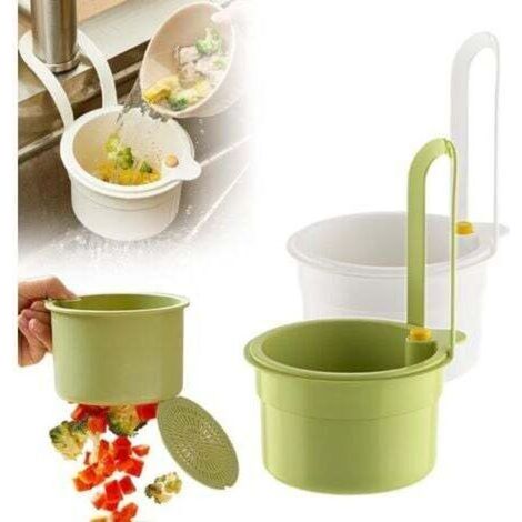Passoire Évier Suspendue,Autonettoyante, Vidange Rapide, Maille Fine - Filtre Déchets & Légumes pour Robinet de Cuisine(Weiß+Grün) (1/5)