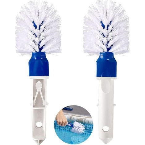 Pool Cleaning Brush, Pool Brush Head, Pool Step Corner Brush, Hot Tub Cleaning Brush for Above Ground and In Ground Pools, 2 Pieces (1/4)