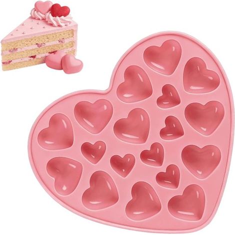 Stampi in silicone a forma di cuore per dolci - Stampo in silicone alimentare a 18 cavità a forma di cuore per caramelle  Accessori per dolci di San Valentino  Per gelatine, Ringraziamento, feste di c (1/5)