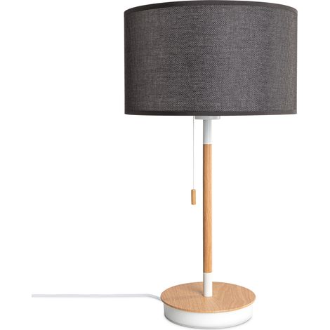 Paco Home Lámpara Pie Salón Pantalla Tela De Mesa Pantalla Textil E27 Luz Nocturna Negro (Ø28cm), Lámpara de mesa - Blanco